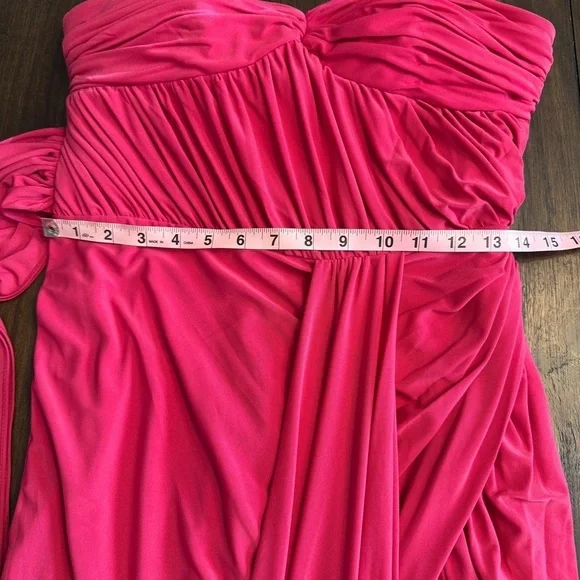 IEENA by Mac Duggal Hot Pink Strapless Ruched Mini Dress | Style 11565 | Size 6 - Picture 10 of 12